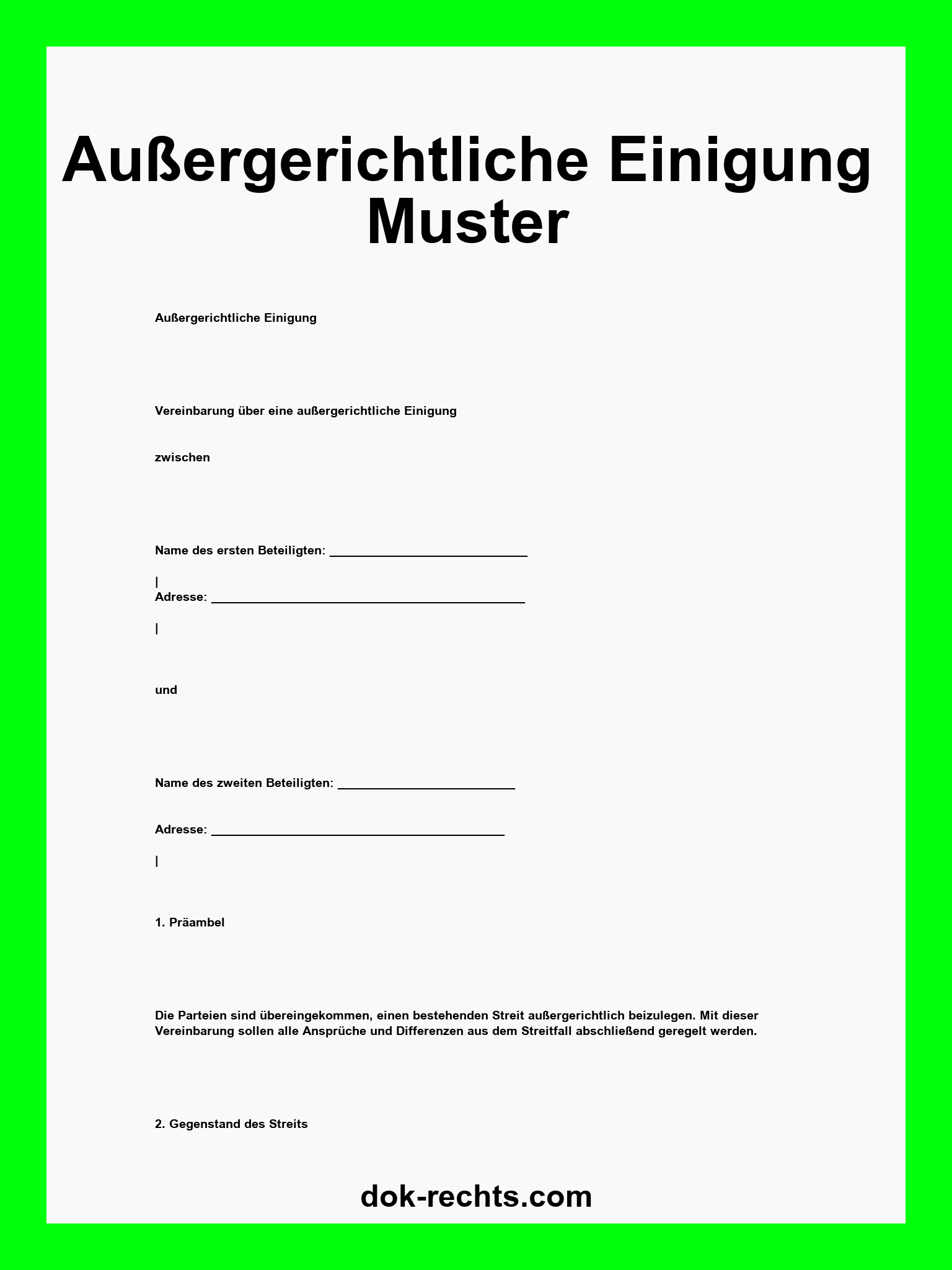 Außergerichtliche Einigung Muster
