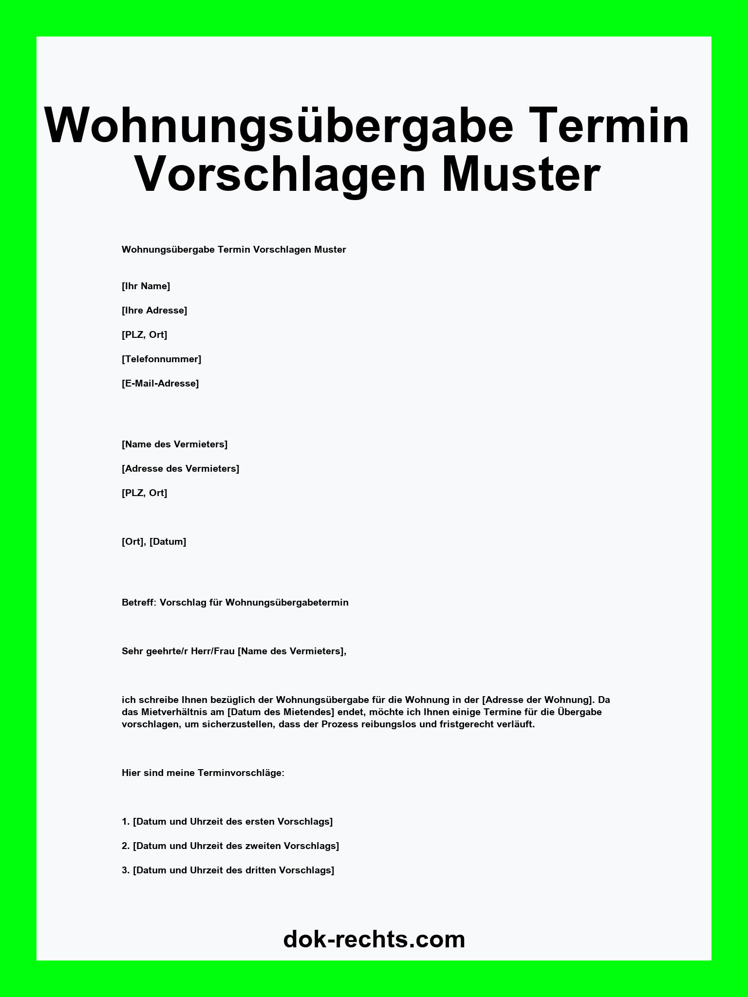Wohnungsübergabe Termin Vorschlagen Muster